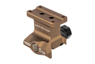 Geissele Automatics Super Precision Trijicon MRO red dot mount in desert dirt puts the optic at 1.93" center height.